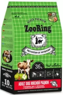 ZooRing Корм для собак, Мясной рацион, Говядина, рис, яблоки, с глюкозамином и хондроитином, 10 кг ZooRing Корм для собак, Мясной рацион, Говядина, рис, яблоки, с глюкозамином и хондроитином, 10 кг