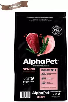 AlphaPet Superpremium Корм для стареющих кошек Утка и кролик, 1,5 кг AlphaPet Superpremium Корм для стареющих кошек Утка и кролик, 1,5 кг